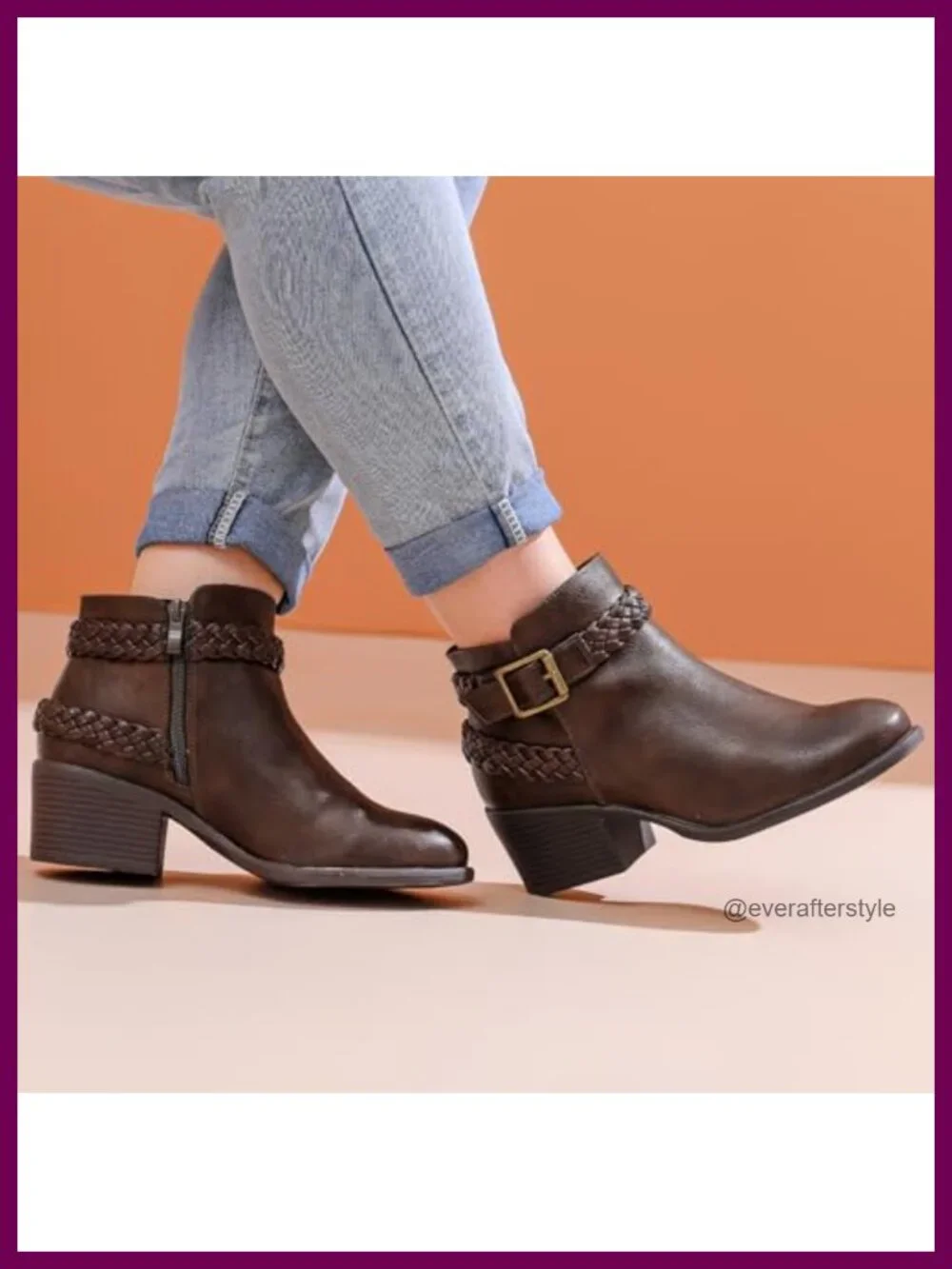 Wide Width Ankle Boots with Side Zipper, Memory Foam